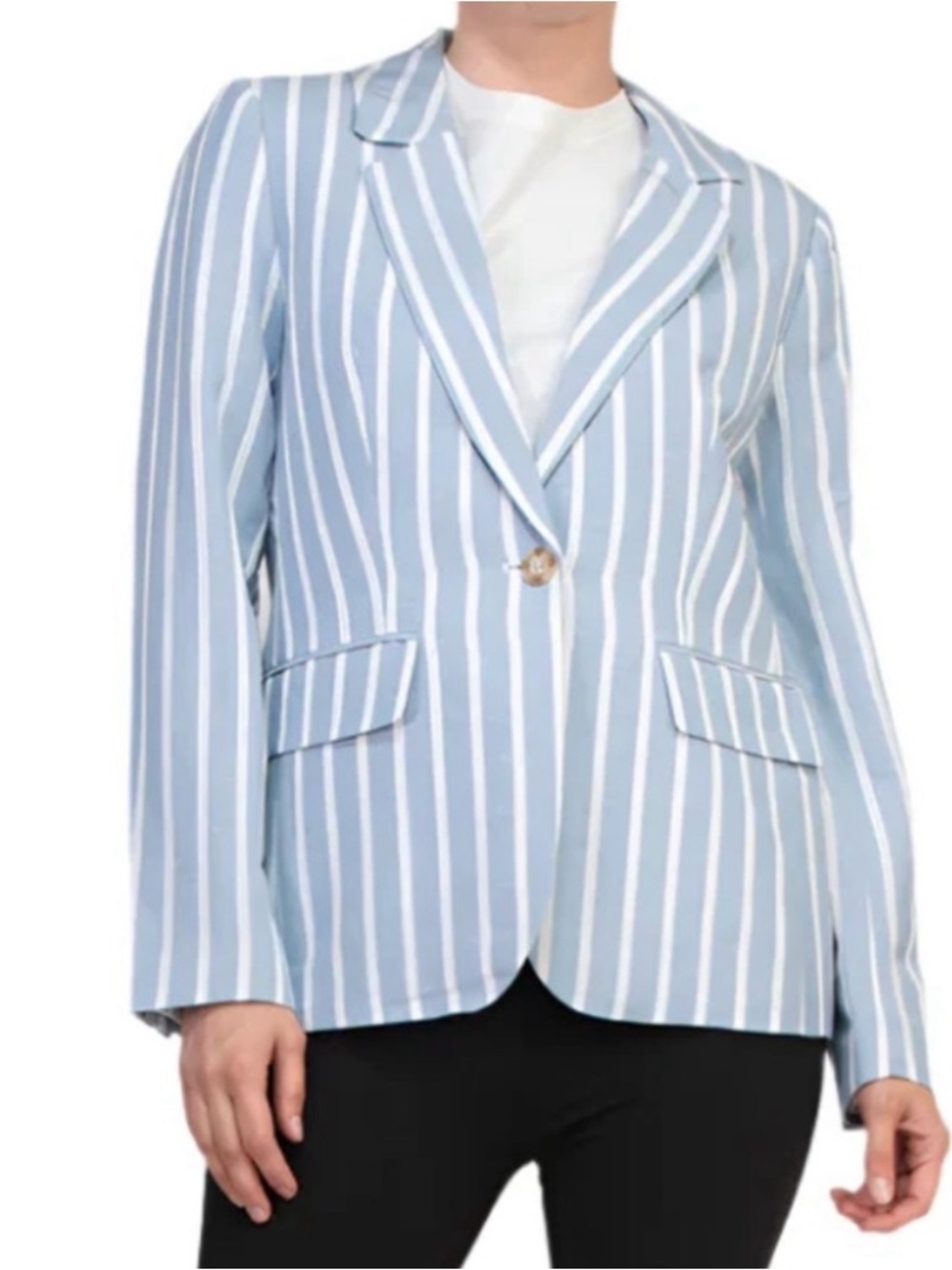 Philosophy Blue & White Vertical-Stripe linen Blazer
